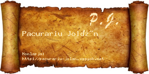 Pacurariu Jolán névjegykártya